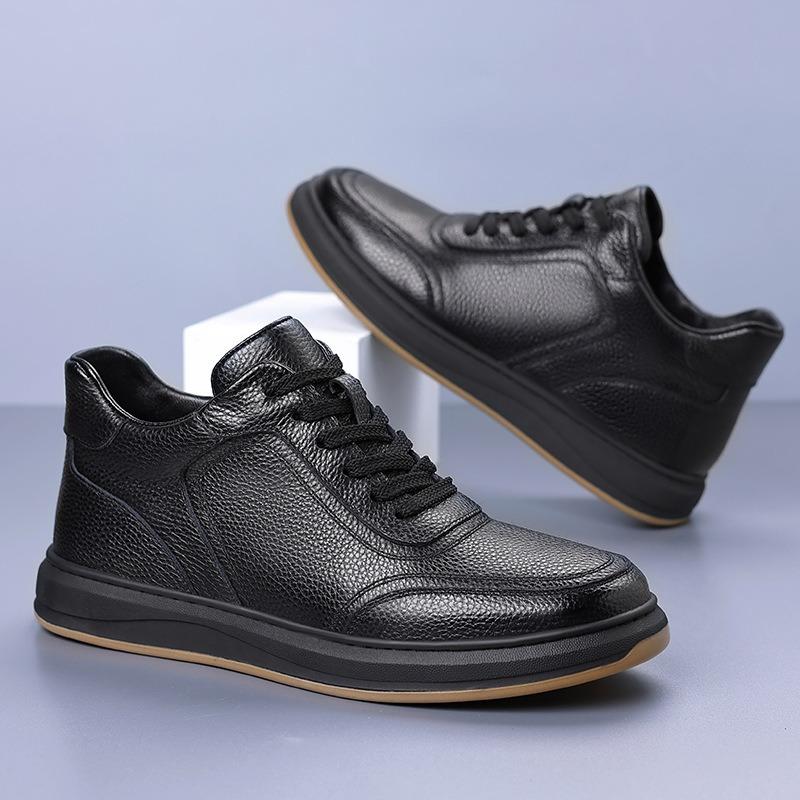 The first layer of cowhide winter new men's casual shoes genuine leather velvet thermal cotton shoes men's trendy leather shoes men's shoes soft