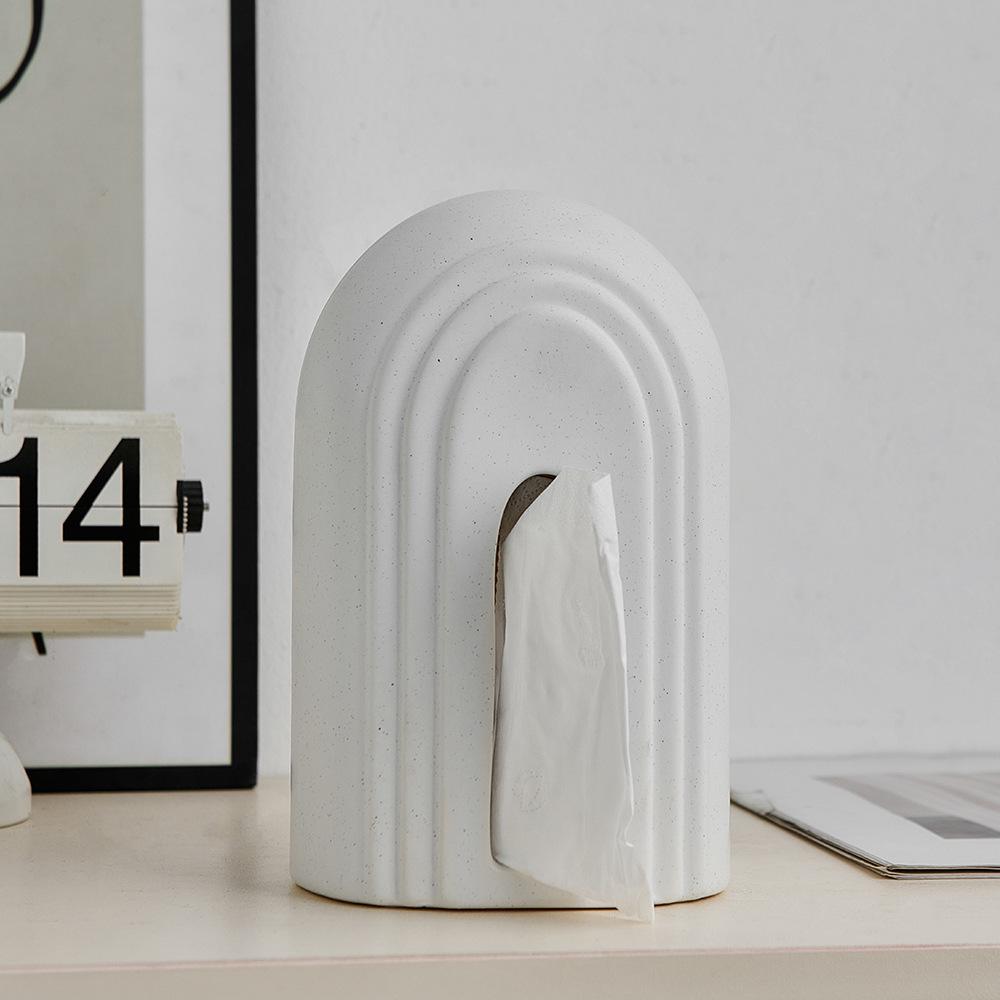 Modern Minimalist Arch Ceramic Wave Tissue Box Standing Paper Holder Dining Table Living Room Decor