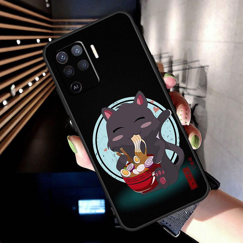 Ramen Cat Japanese Art Case For Oppo A17 A57 A77 A76 A16 A96 A18 A60 A80 A40 A38 A58 A78 A98 A94 A74 A54 A15 A5 Pro