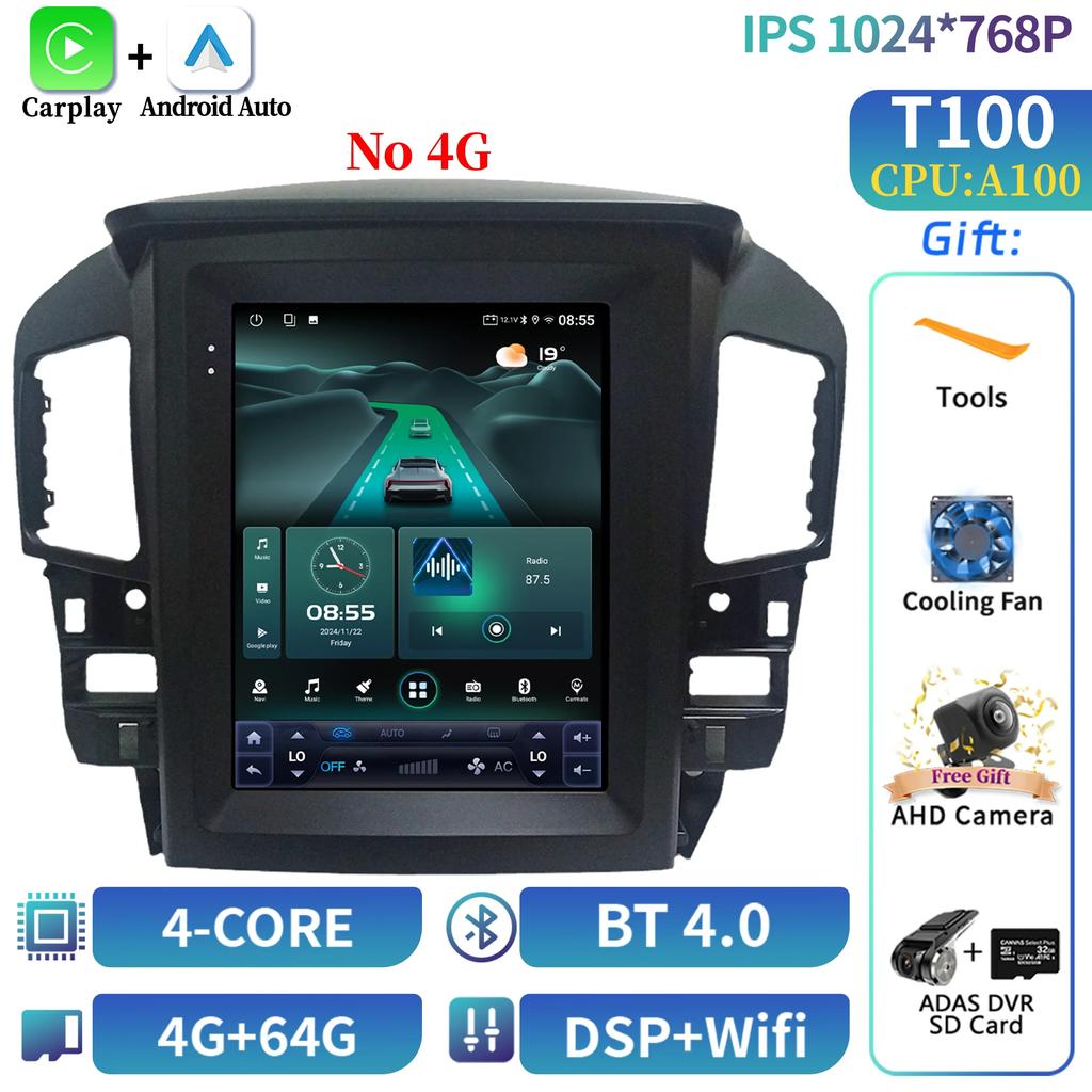 9.7" For For Lexus RX300 1998-2001 For Toyota Harrier 1998 Android 14 Car Radio Multimedia Video Player Navigation 4G GPS No dvd