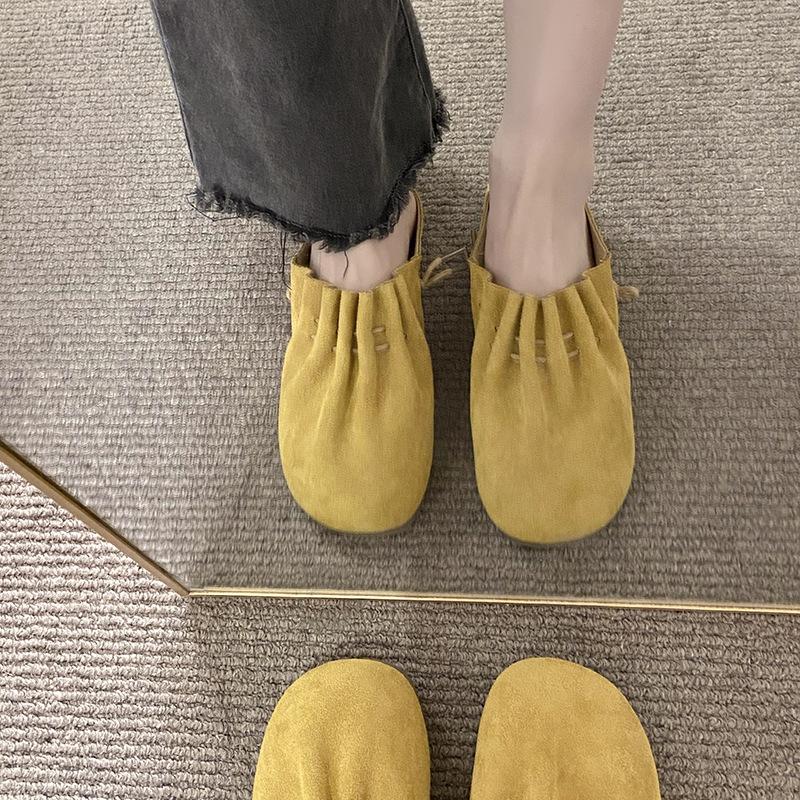 

Женские полушлепанцы Birkenstock 2025 новая ретро мода универсальные ленивые весенне-осенние шлепанцы с закрытым носком 35 жёлтый