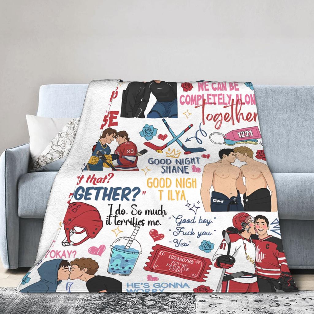 Heated Rivalry Knitted Blankets Cute Hollanov Flannel Throw Blankets Summer Air Conditioning Decoration Soft Warm Bedspreads