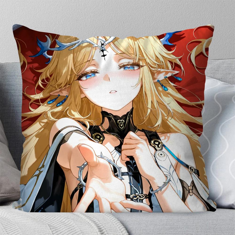 Cartethyia Anime Game W-Wuthering Waves Pillow Case Square Pillow Bedroom Sofa Leisure Comfort Living Room Home Decoration 40X40