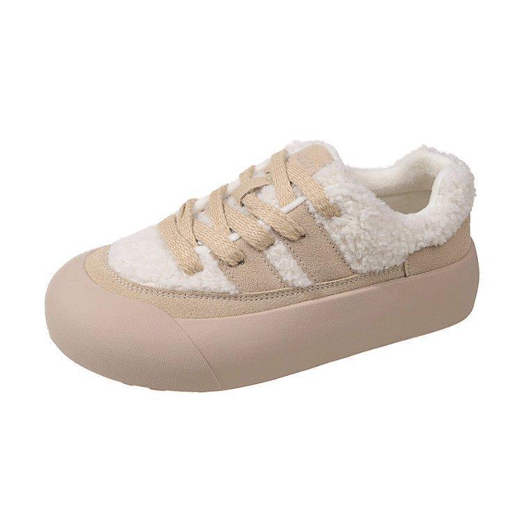 

Ugly cute big head cute bread shoes niche design sense artificial short hair fluff cotton shoes women s winter 2024 new velvet 35 абрикосовый