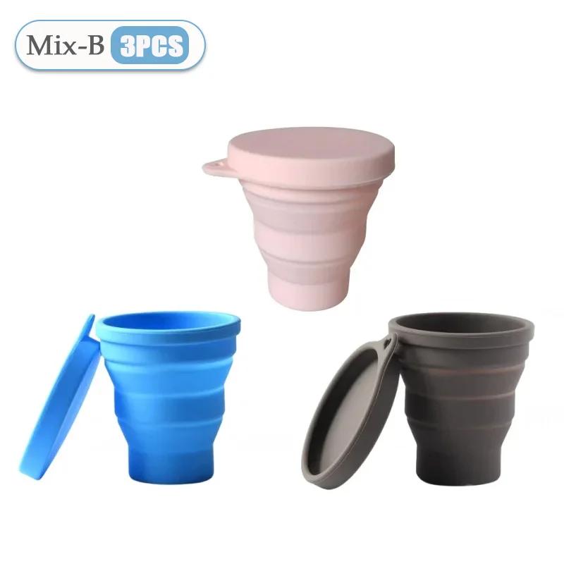 1-10PCS 180ML Silicone Collapsible Water Cup Outdoor Camping Travel Portable Foldable Lid Coffee Cup Sports Hiking Accessories