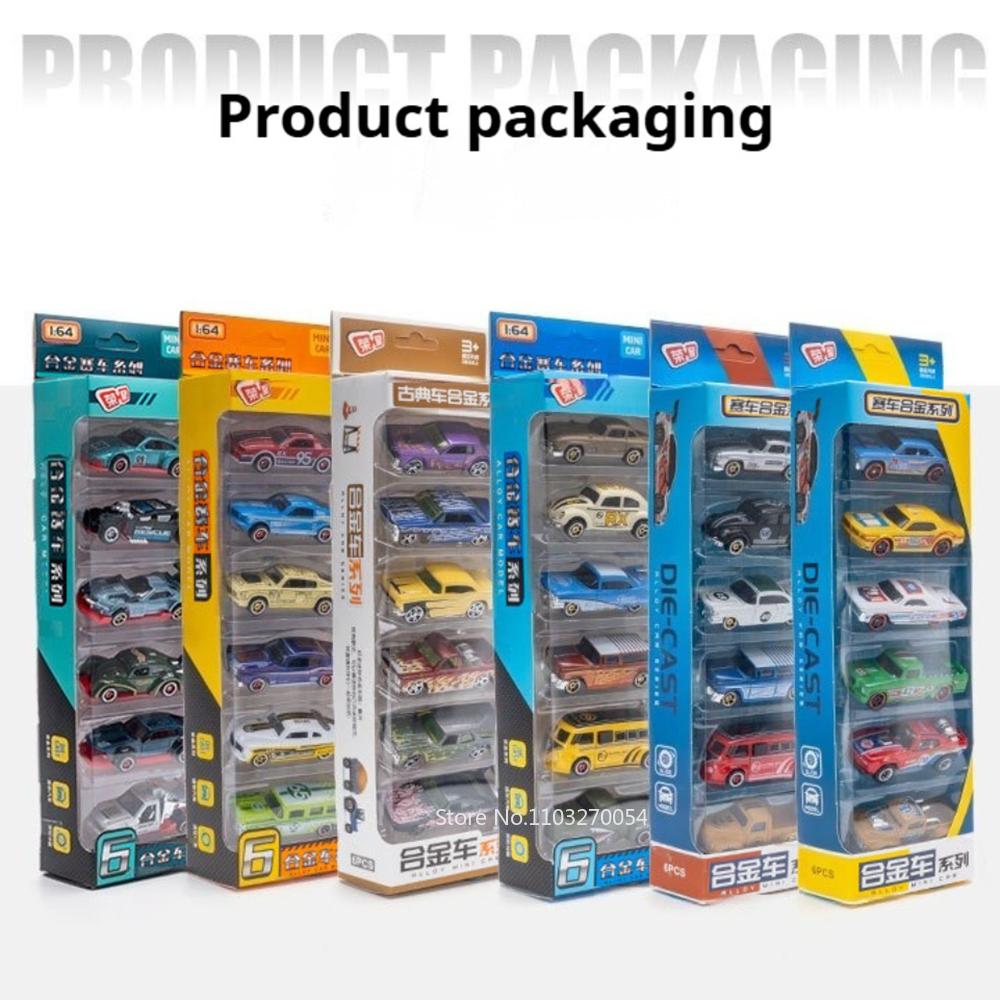 1:64 Vintage Car Alloy Diecast Racing Cars Series Miniature Model Toys Rubber Tires Sliding Forward Vehices Boy Gifts Collection
