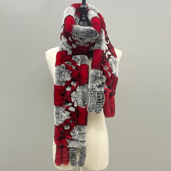 Natural Fur Scarf Fluffy Long Shawl Genuine Rex Rabbit Fur Hand Knitted Stylish Women Scarves In Winter Shawls 180cmx13cm