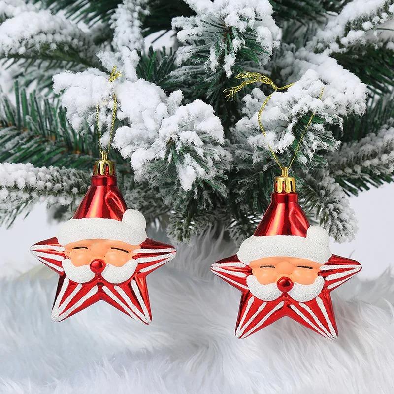 2/4pcs Plastic Christmas Ornaments Small Cartoon Red Pendants For Tree Decor Xmas Hanging Decoration Party Wedding Home Bar Shop