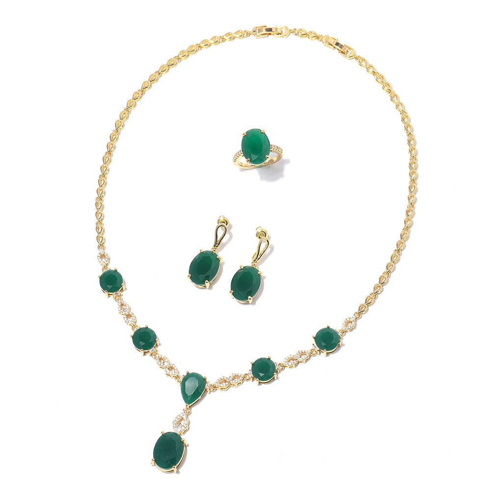 Rainbow Zircon Jewelry Set High-End Set, Red And Blue Gradual Change Bridal Necklace Jewelry Set Multi-Color