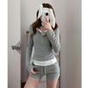 Women's Slim Fit Two-in-One Patchwork Long Sleeve Top