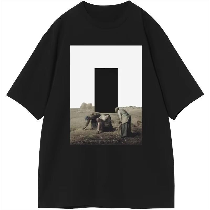 2025 Summer Autumn Miller Gleaner Original Design High Sense Oil Painting Print Men's Women's T-shirt Men's Clothing