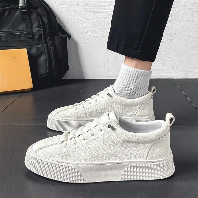 Fashion Lightweight Chunky Leather Shoes for Men White Summer Sale Retro Slip-on In Promotion Social Common Pu Elegant Man Casual Shoe