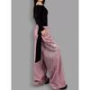 Womens High-Waisted Wide-Leg Cropped Pants With Rhinestone Belt Streetwear Jazz Dance 2026
