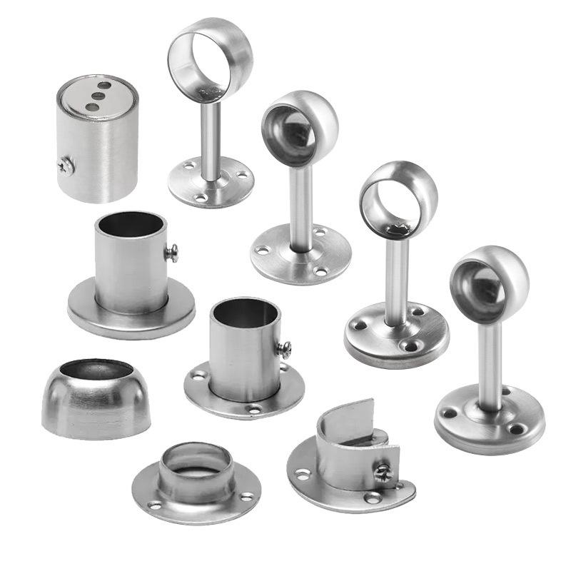 Stainless Steel Round Flange Base Wardrobe Clothes Rail Holder and Towel Rack Fixing Accessories.