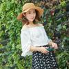 Foldable handmade large edge straw hat women's summer versatile small fresh seaside beach summer sun protection hat