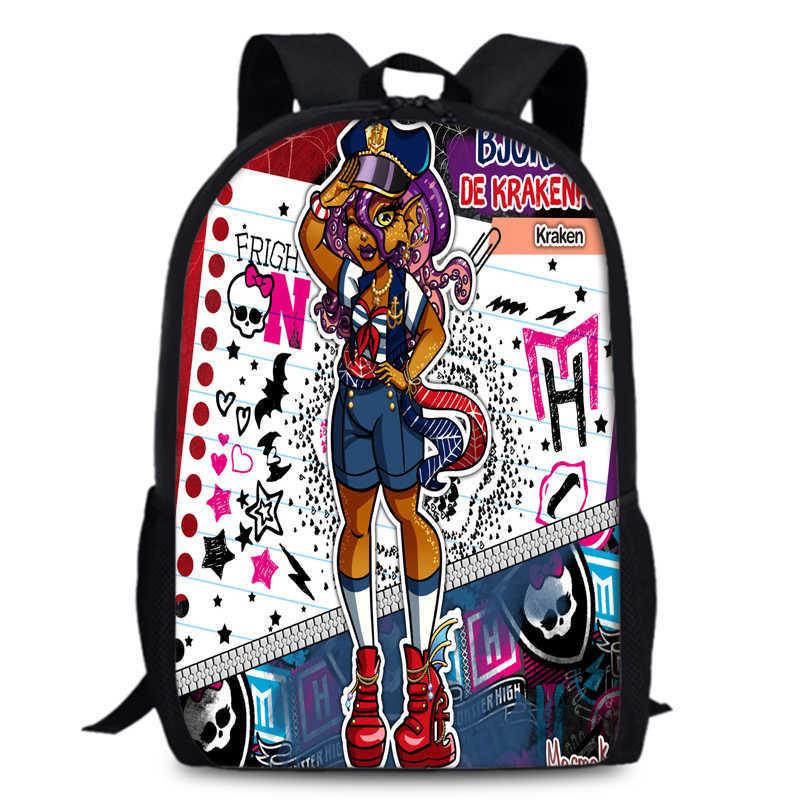 Monster High Unisex 15in Backpack Ergonomic Support Oxford Fabric Schoolbag