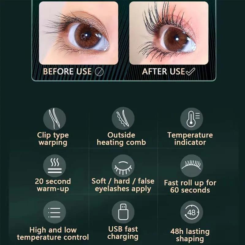 3-stufiger Elektrischer Wimpernformer Typ-C Schnellladung Langlebiger Akku Natürlicher Lockenstab Wasserdichtes Augen-Schönheits-Gadget Geschenk