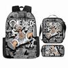 Anime Rucksack Set One Piece Naruto Schultasche für Jungen Schüler Laptop Rucksack Umhängetasche Federmäppchen 3-teilig Große Kapazität Wasserdicht