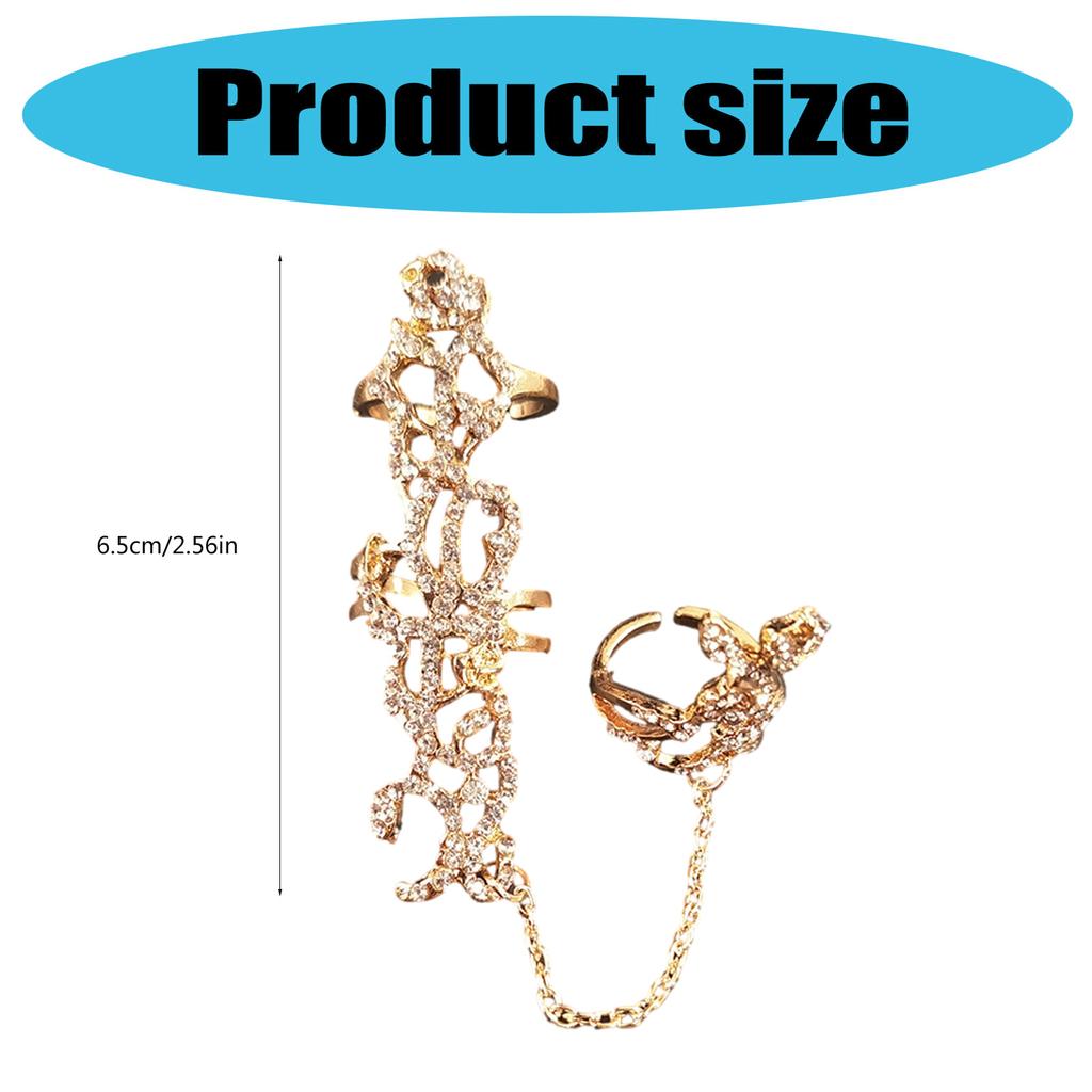 Crystals Rhinestones Vintage Chain Rings Adjustable Size Double Finger Jewelry for Women Special Occasion Gifts
