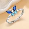 S925 Sterling Silver Blue Butterfly Zircon Ring – Women's Japanese Korean Style, Simple, Unique Finger Accessory