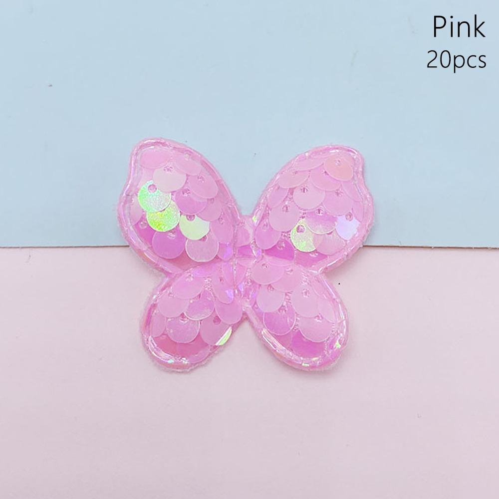 20Pcs Sew On Glitter Sequins Butterfly Patches 40x35mm Clothes Patches  Hat Shoes Sewing