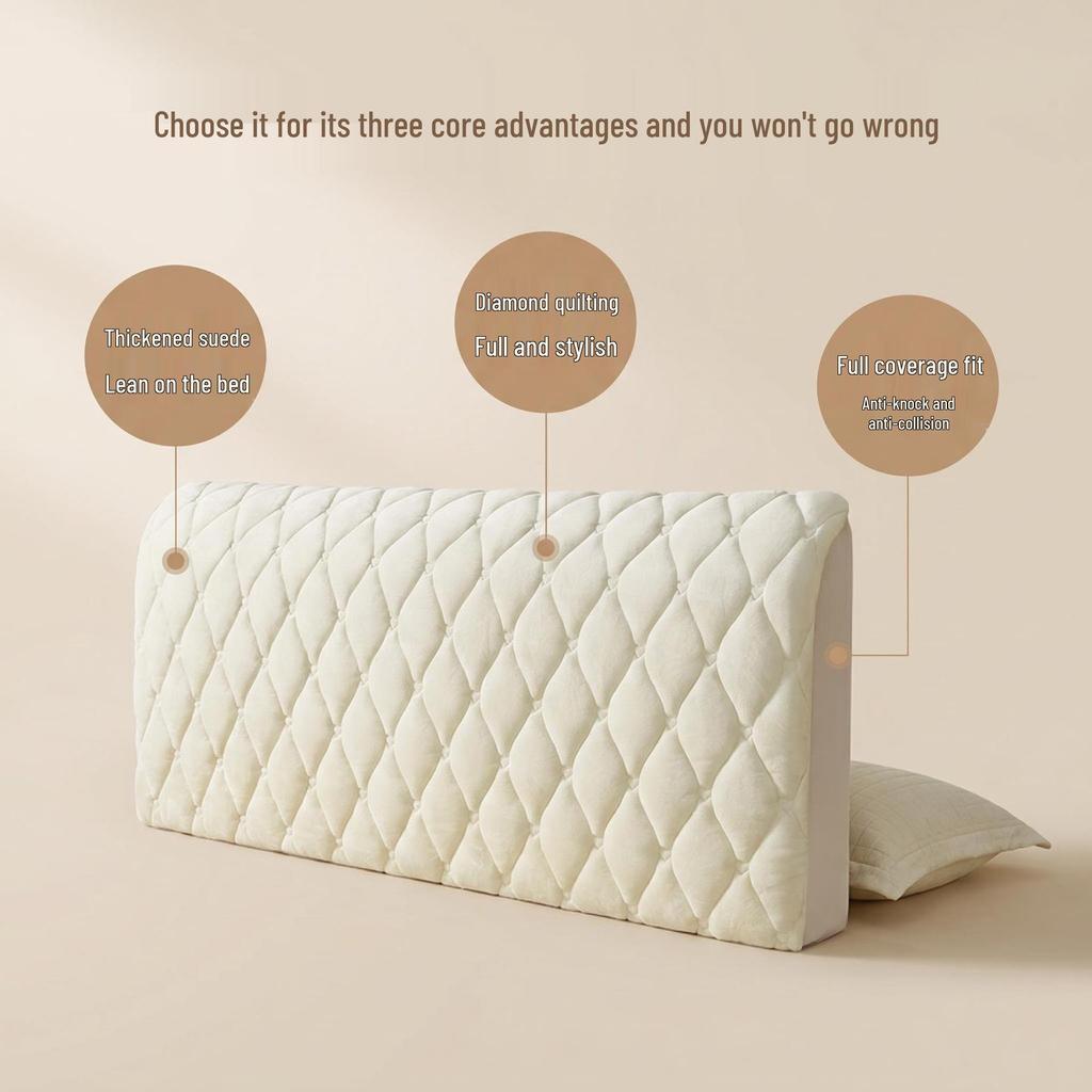 Plush Upholstered Anti-Collision Bed Headboard Dust Cover