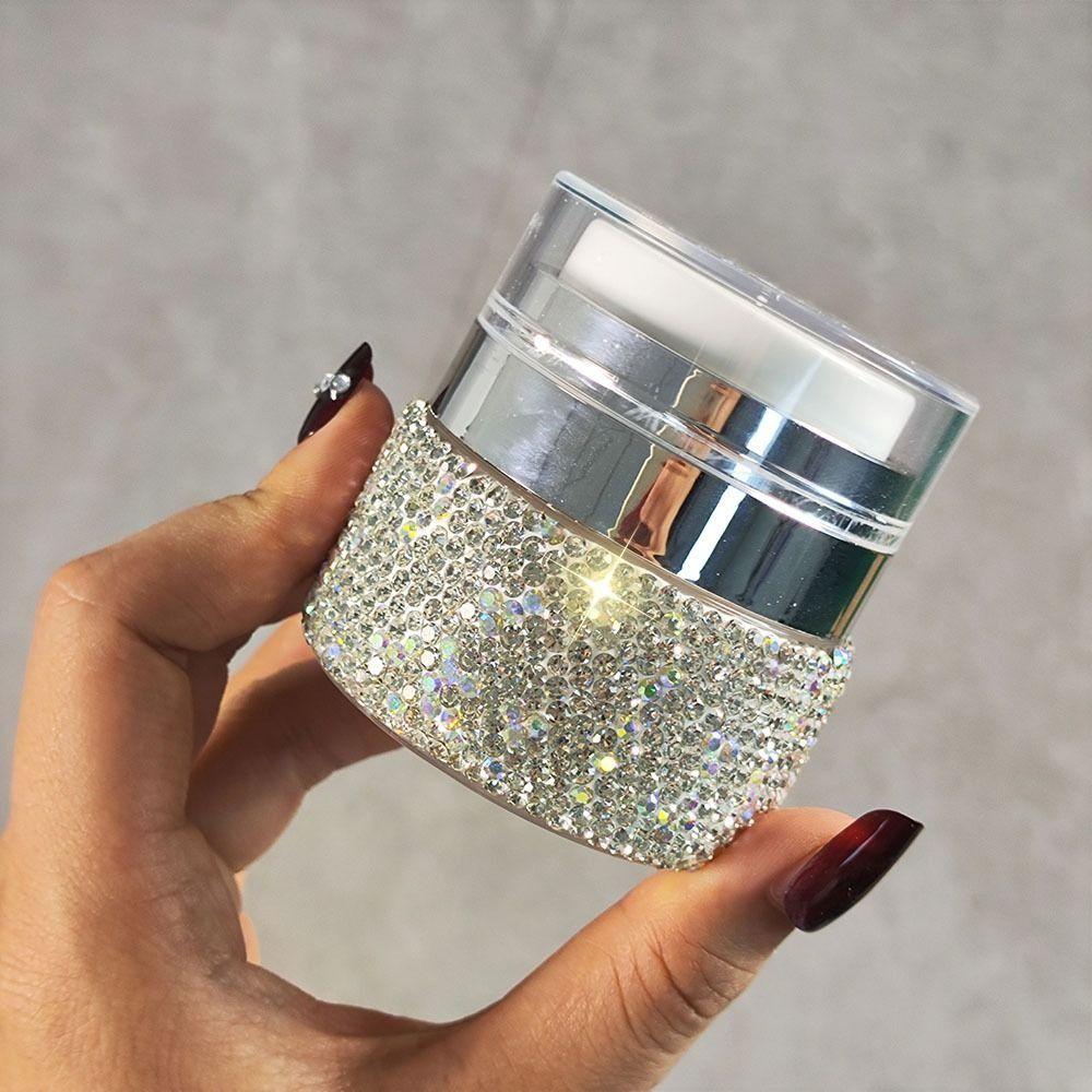 Luxury Rhinestone Cream Lotion Jar Vacuum Pump Face Cream Dispenser Cosmetic Cream Bottle Travel