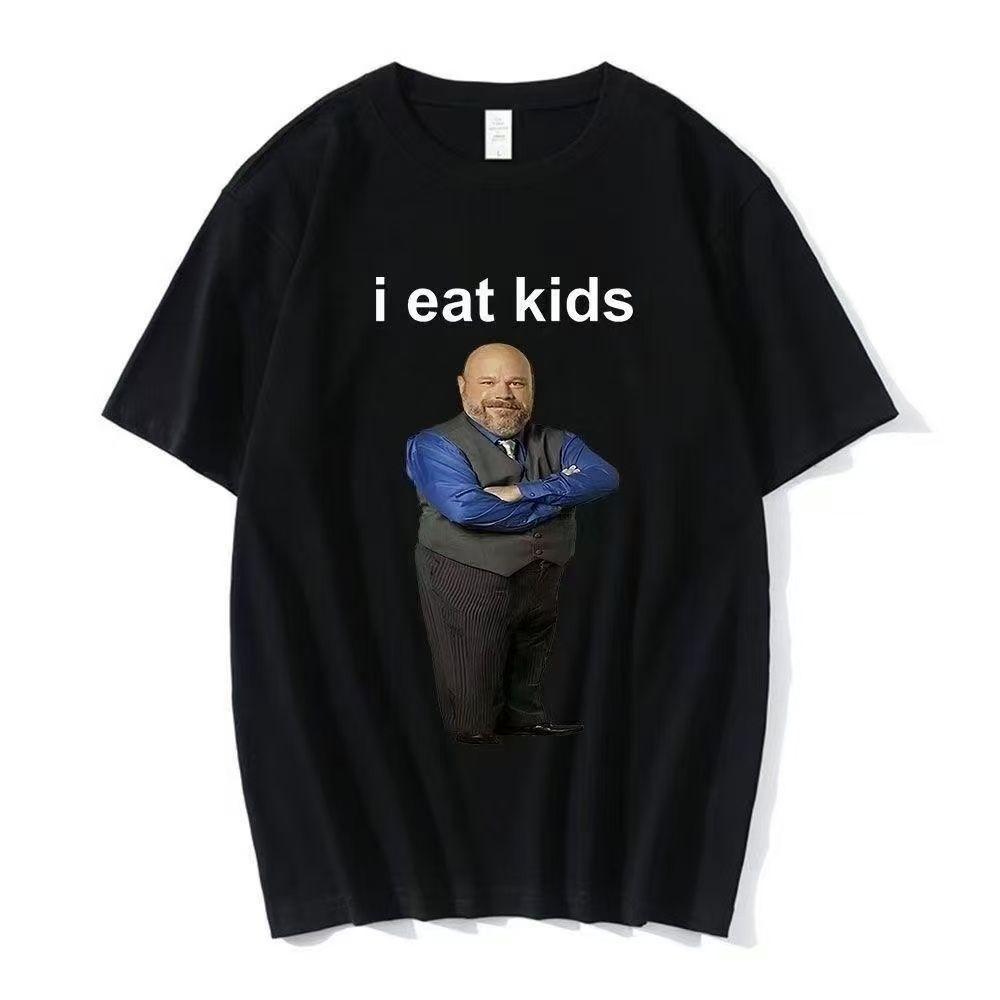 Unisex Letter Print Tshirt Bertram Eats Kids I Eat Kids Graphic Casual Short Sleeve Tee