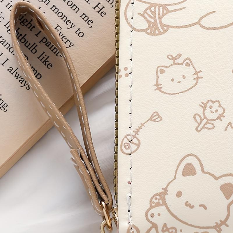 Printed Cute Bear Women's Wallet, Original Minimalist Japanese Style Tri-Fold Snap Closure Student Short Women's Coin Purse Clutch