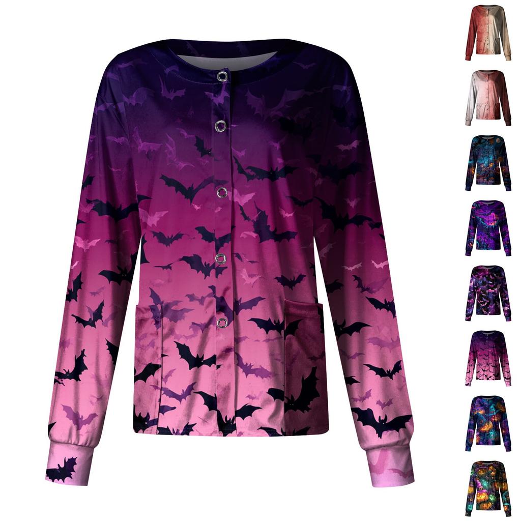 Women's Casual Long Sleeve Single Breasted  Printed Dry-nurse Top