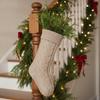 Yarn Knitted Christmas Socking Large Size Decorative Christmas Hanging Socks Solid Color Xmas Tree Hanging Ornaments Fireplace