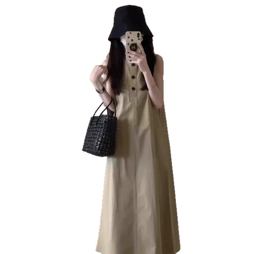 High-end sleeveless vest dress for women, new summer slimming figure-covering long dress, stunning summer skirt