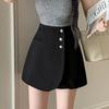 Women's High-Waisted Gray A-Line Skirt Shorts - Spring 2025 Casual Wide-Leg Design