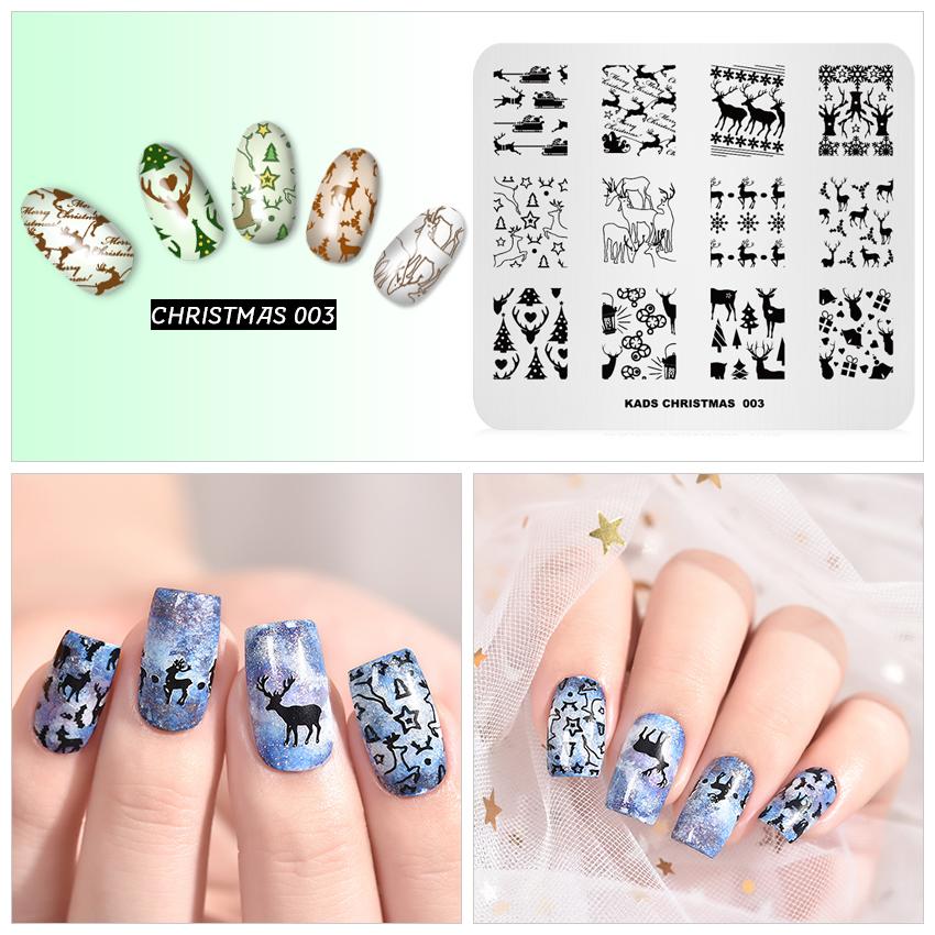 kads Weihnachten 003 DIY Nagel Stempel Platten Nagel Stempel Vorlagen Nail Art Platten Elch Schneeflocke Design