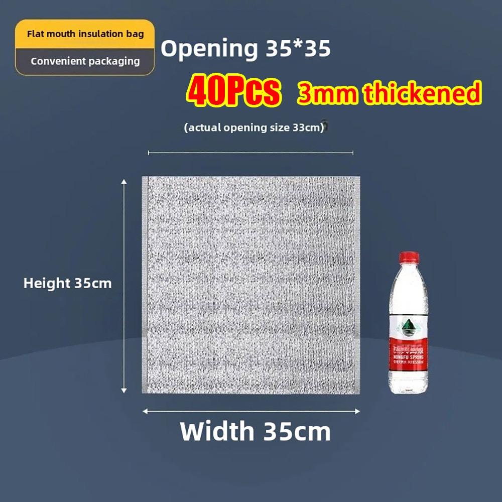 40Pcs/Pack 3mm Thickened Aluminum Foil Bag Food Thermal with Closure Insulation Bag Ice Cold Warm Cooler Bag Delivery Carrier