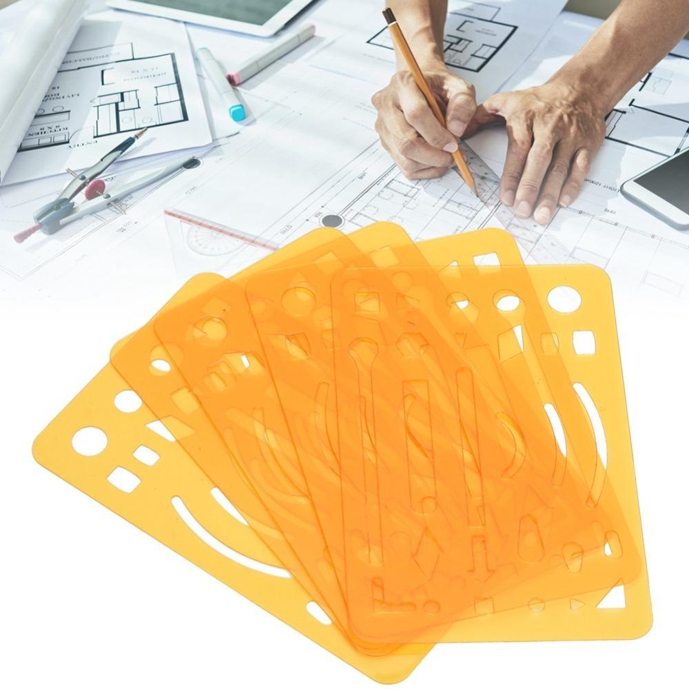 10PCS 27 Holes Erasing Shield Multi-shape Drawing Pattern Ruler Draft Creation оранжевый