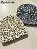 Winter Leopard Patterned Fleece Knit Warm Hats for Men and Women Outdoor Skiing Cold Caps