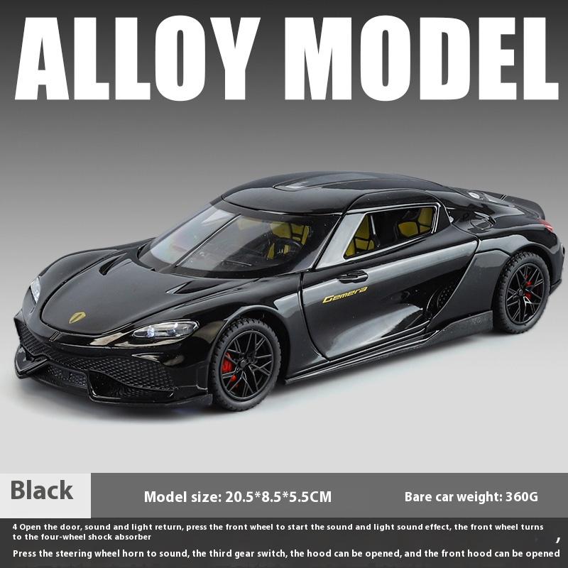 

1/24 Gemini gt alloy supercar model model simulation vehicle model sound and light collection children s toy gifts чёрный