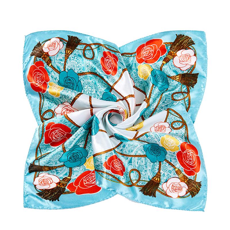 1 Peça Bandana Comissários de Bordo 50x50CM Moda Poliéster Elegante Lenços Quadrados Hijab Femininos