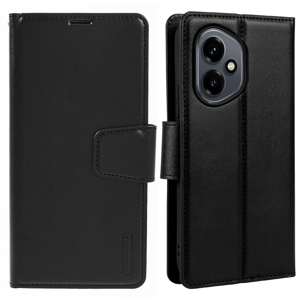 

HANMAN Mill Series for Honor 400 5G (Global) Case Wallet Stand PU Leather Phone Cover Black