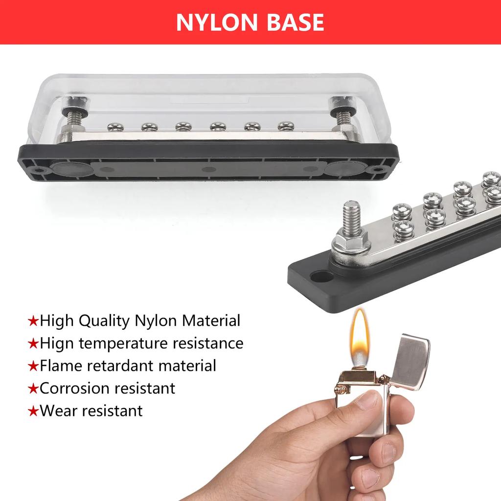 Power Distribution Block with Cover 12 X 5/16" Studs Bus Bar Terminal Block Max 300A 48V DC for Car Boat Marine Trucks RV