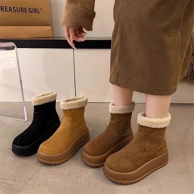 Small Thickened Cotton Shoes Platform Snow Boots Women's New Winter Velvet Warm Zipper Short Boots