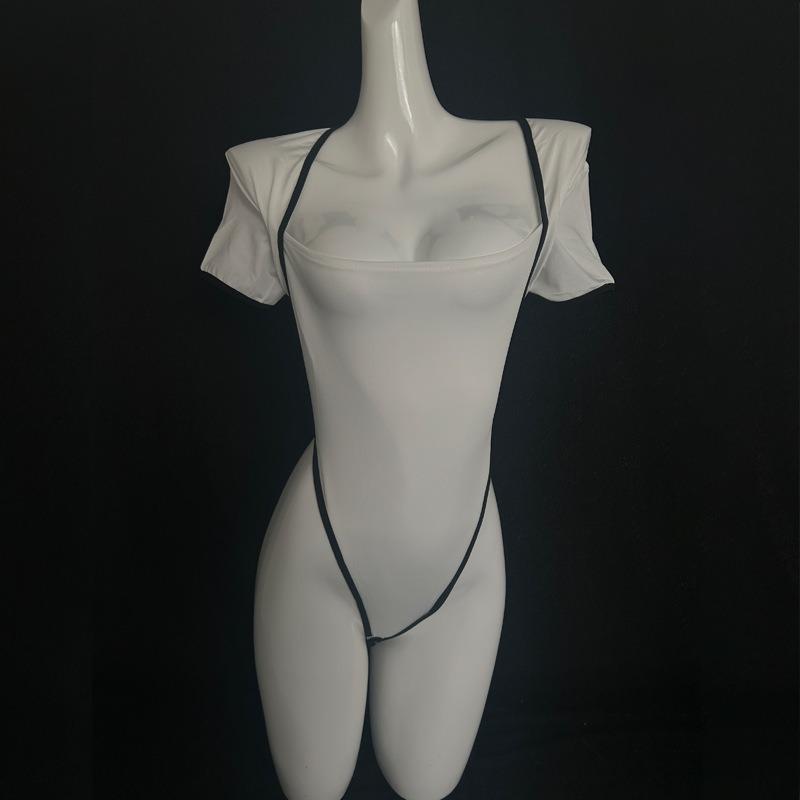 Sexy lingerie, sexy open gear, free of dead library water, chest-exposed color matching one-piece swimsuit, tight-fitting pure desire sex suit