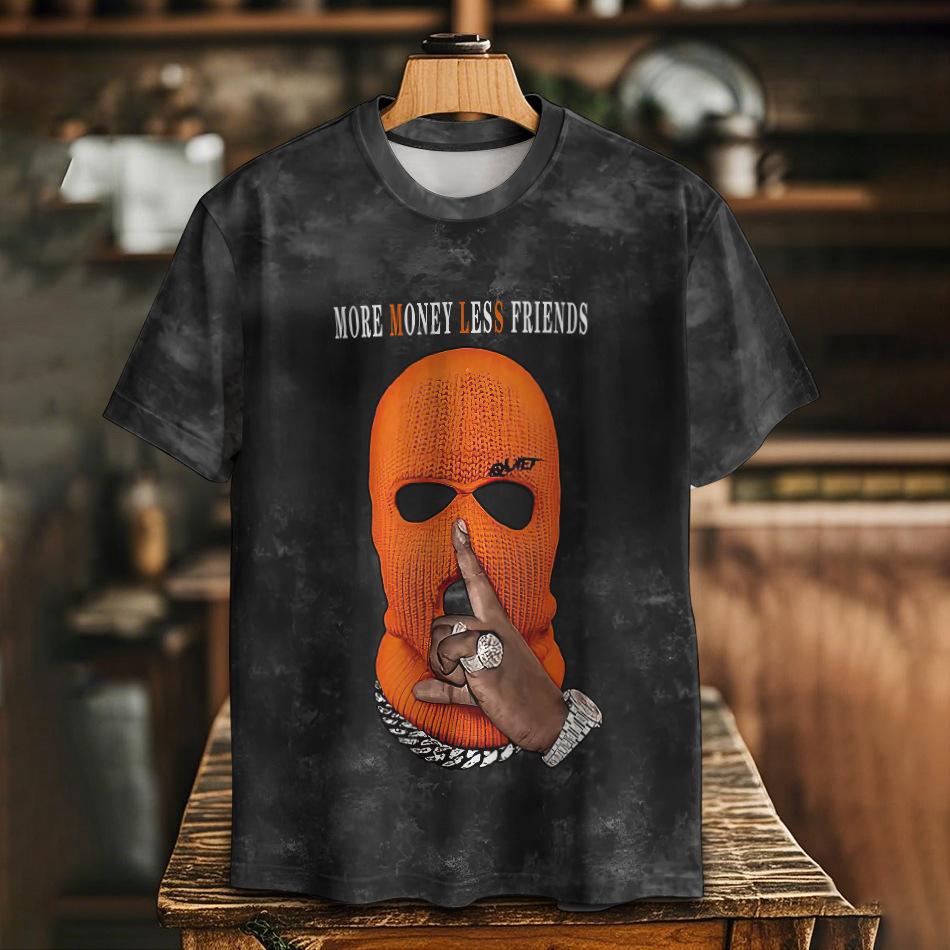 Summer Round Neck 3D Fun Cartoon Patterns Print Top Fashionable Casual Short Sleeved Men's T-shirts