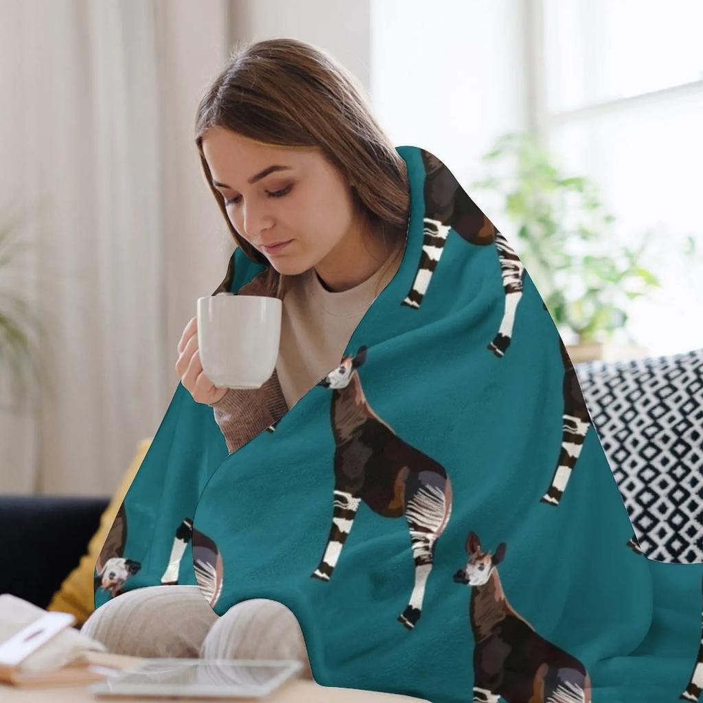 O is for Okapi Throw Blanket Anti Shedding Soft Fuzzy Blanket for Home