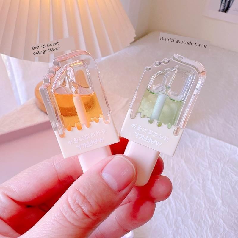 Student Lip Balm for Men and Women, Cute Ice Cream Lip Oil, Moisturizing and Hydrating for Lip Lines, Small Red Lips, and Lip Moisturization