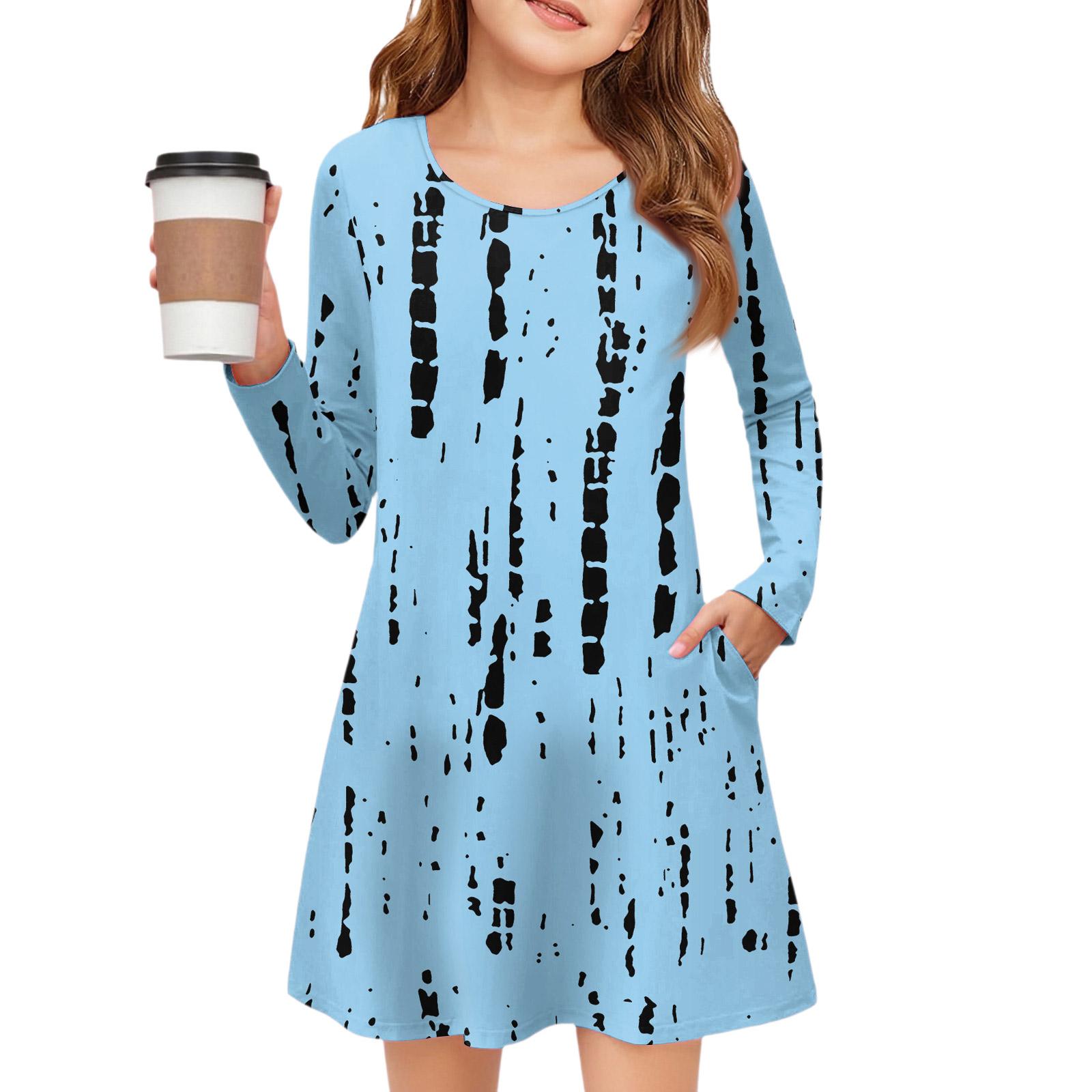 

Платье с длинным рукавом для девочек - Платье с цветными карманами 150