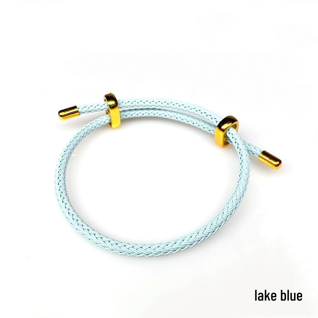 3mm Adjustable Steel Hand Rope Bracelet with Figure-Eight Buckle, Hard Gold Lucky Pixiu Beads, Red Rope Zodiac Design