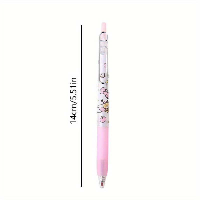 6pcs Kuromi Sanrio cartoon cat bag metal pen clip press pen cute girl heart press neutral pen signature pen HelloKitty 0.5mm black