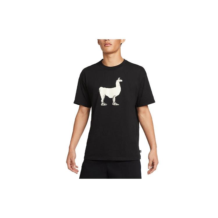 Nike Contrasting Colors animal Pattern Printing Round Neck Casual Short Sleeve Black Men s DR1242-010 L
